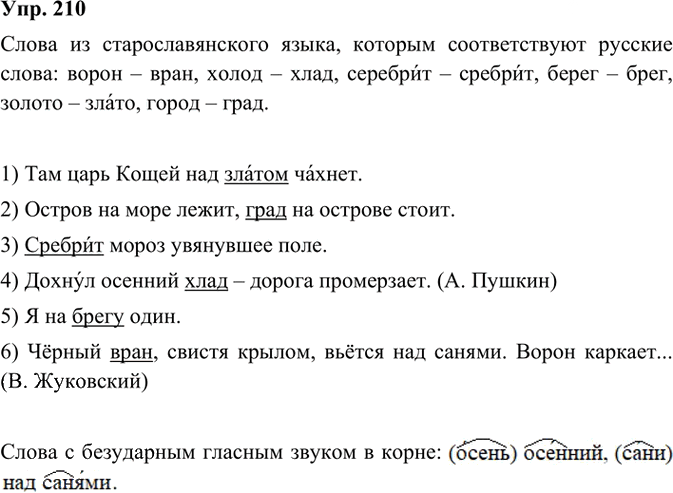 Иллюстрация к решению «ГДЗ по Русскому языку 3 Класс Часть 1 Номер 210 Канакина, Горецкий - Подробные Ответы», 2