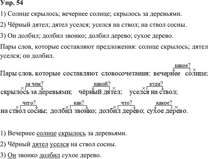 Иллюстрация к решению «ГДЗ по Русскому языку 3 Класс Часть 1 Номер 54 Канакина, Горецкий - Подробные Ответы», 2